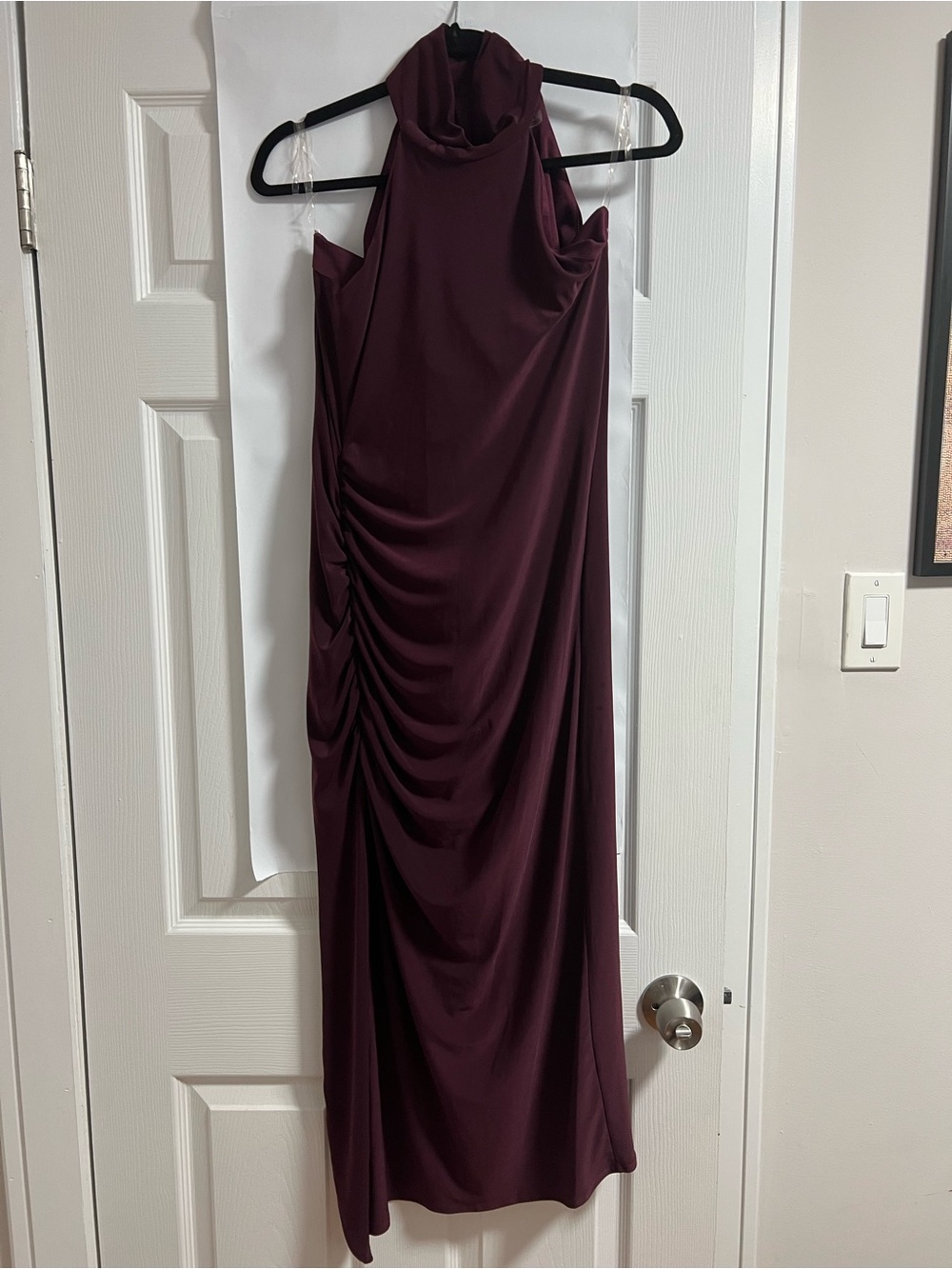 Taylor size 8Elegant Draped Halter Maxi Dress - Wine